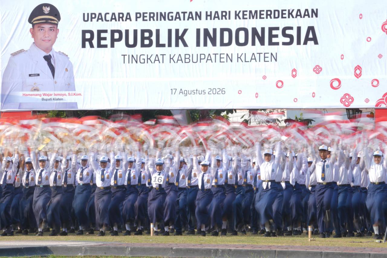 Aubade HUT ke-81 RI, Lebih dari 2.000 Pelajar Klaten Bersatu dalam Gerak dan Lagu