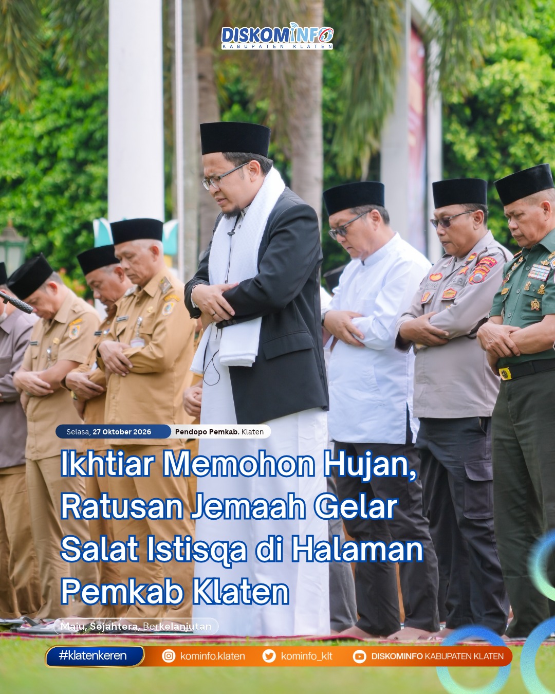Ikhtiar Memohon Hujan, Ratusan Jemaah Gelar Salat Istisqa di Halaman Pemkab Klaten